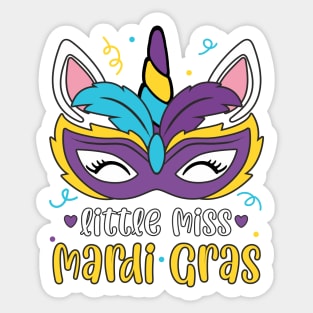 Mardi Gras "Little Miss Mardi Gras" Unicorn Sticker